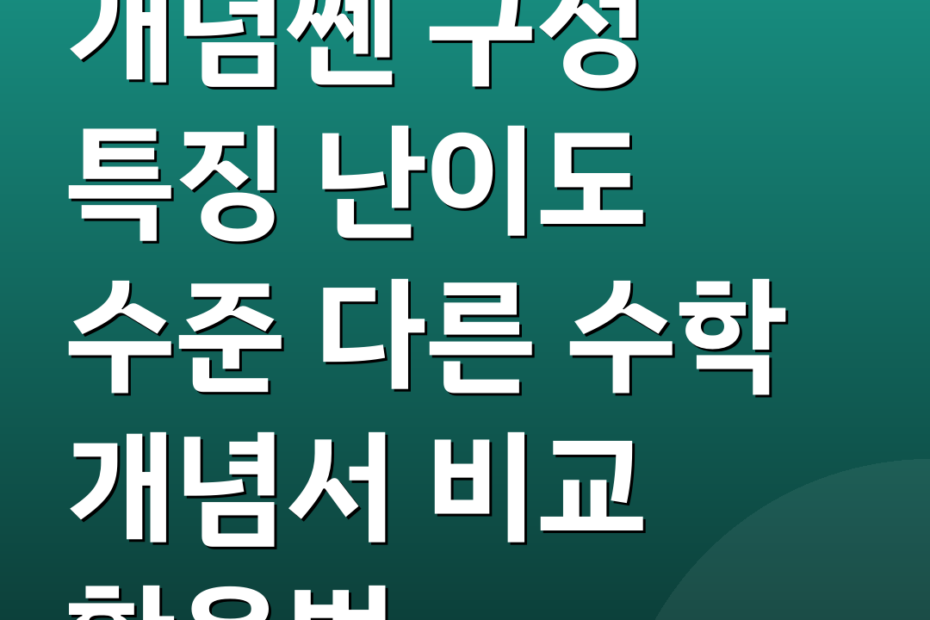 개념쎈 구성 특징 난이도 수준 다른 수학 개념서 비교 활용법