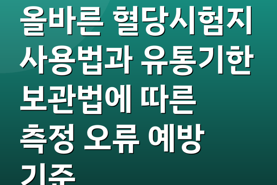 올바른 혈당시험지 사용법과 유통기한 보관법에 따른 측정 오류 예방 기준
