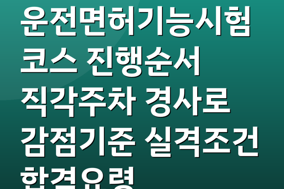 운전면허기능시험코스 진행순서 직각주차 경사로 감점기준 실격조건 합격요령
