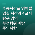수능시간표 영역별 입실 시간과 4교시 탐구 영역 부정행위 예방 주의사항