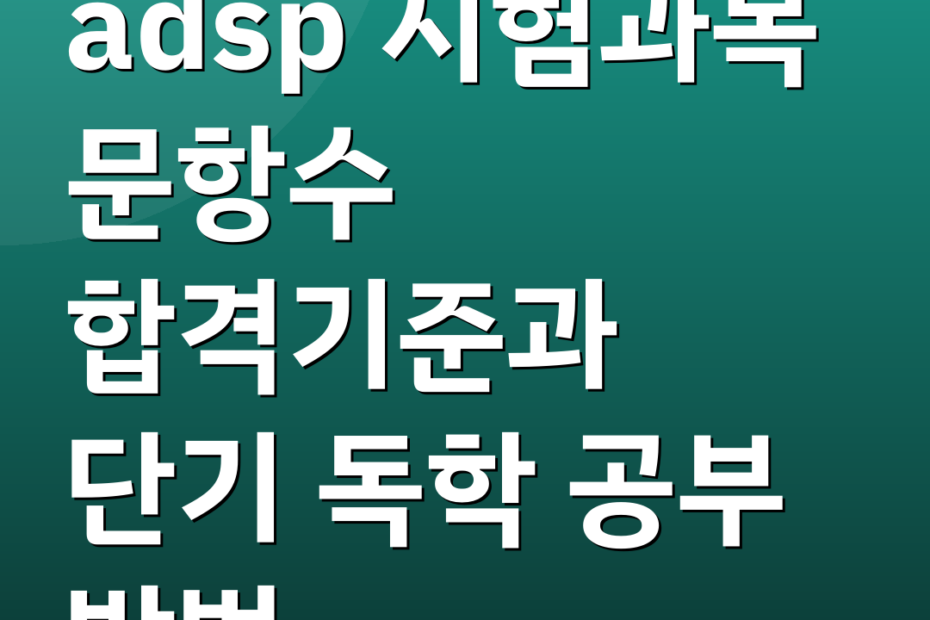 adsp 시험과목 문항수 합격기준과 단기 독학 공부 방법