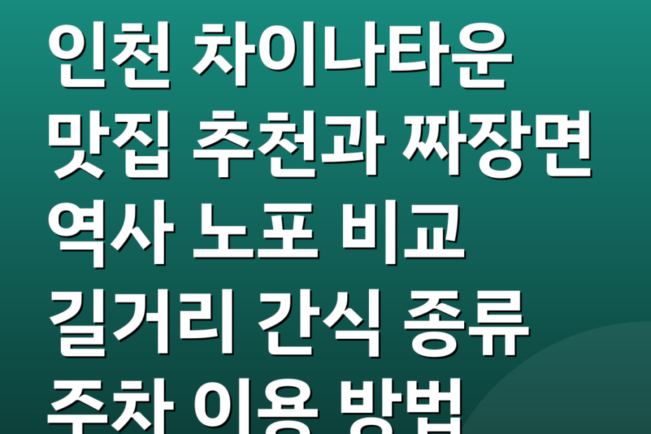 인천 차이나타운 맛집 추천과 짜장면 역사 노포 비교 길거리 간식 종류 주차 이용 방법