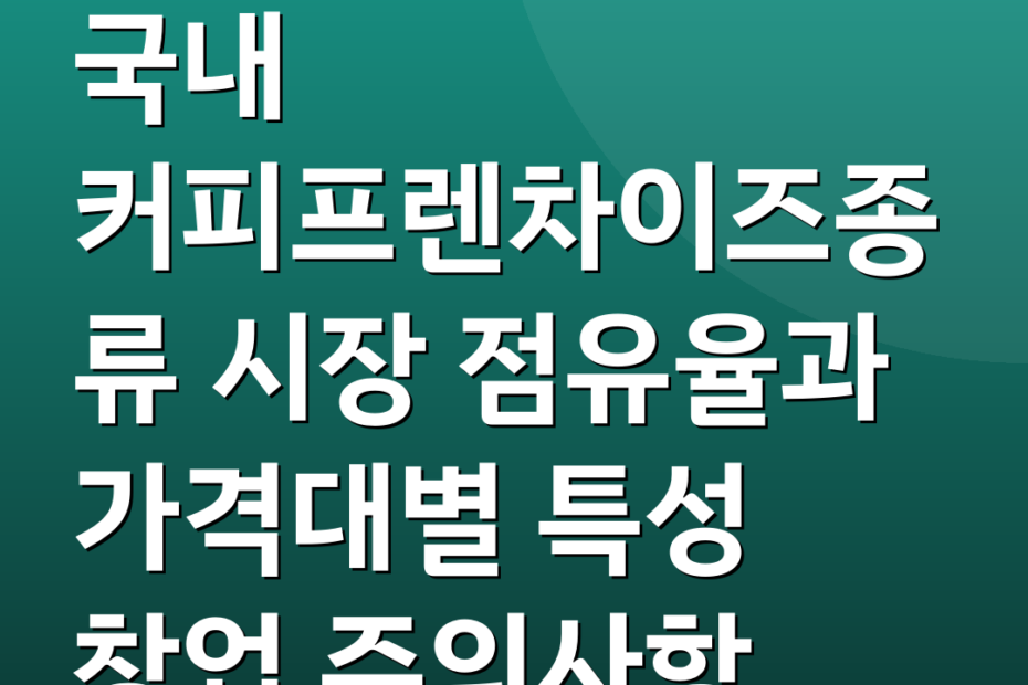 국내 커피프렌차이즈종류 시장 점유율과 가격대별 특성 창업 주의사항