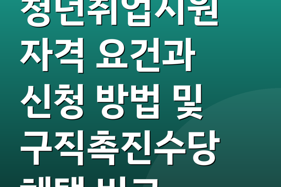 청년취업지원 자격 요건과 신청 방법 및 구직촉진수당 혜택 비교