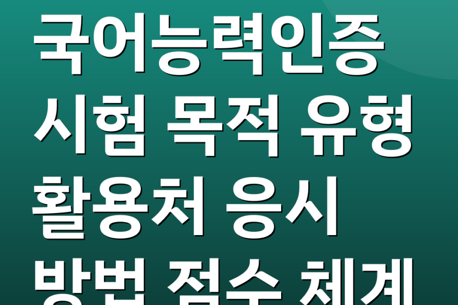 국어능력인증시험 목적 유형 활용처 응시 방법 점수 체계