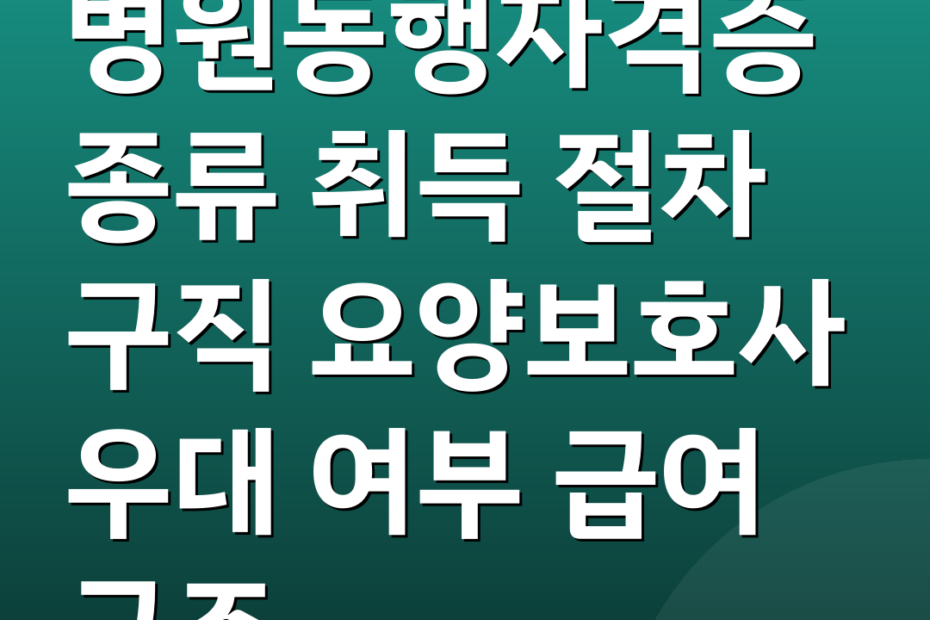 병원동행자격증 종류 취득 절차 구직 요양보호사 우대 여부 급여 구조