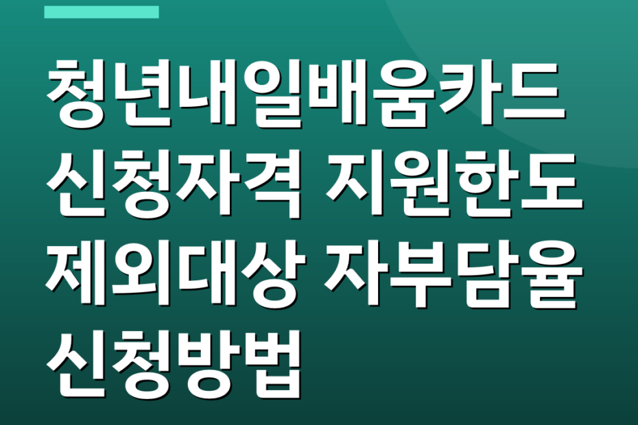 청년내일배움카드 신청자격 지원한도 제외대상 자부담율 신청방법