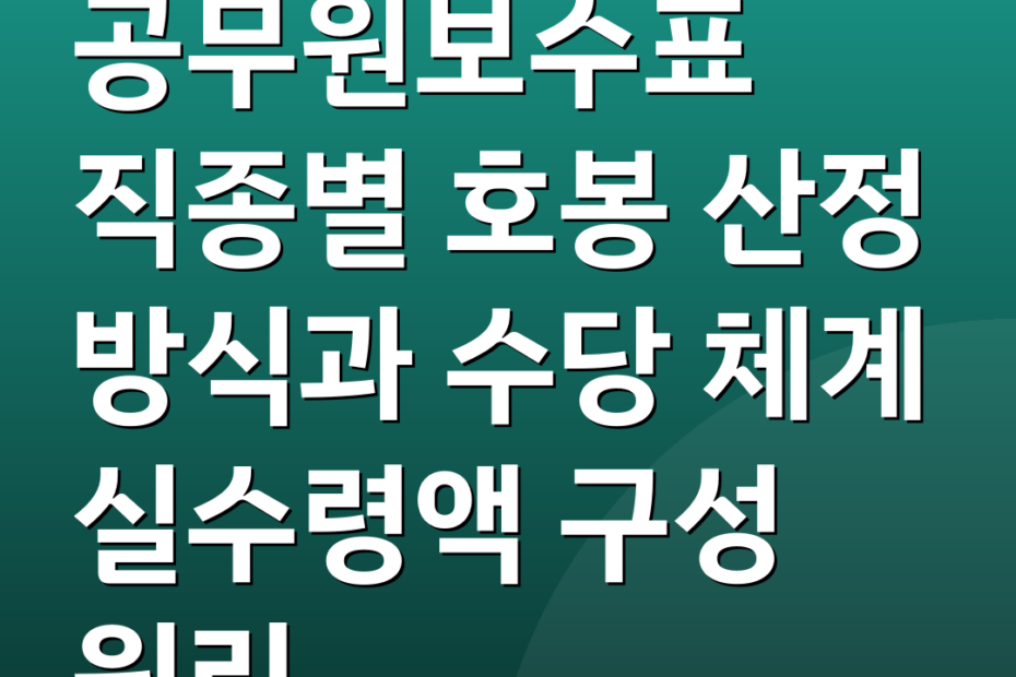 공무원보수표 직종별 호봉 산정 방식과 수당 체계 실수령액 구성 원리