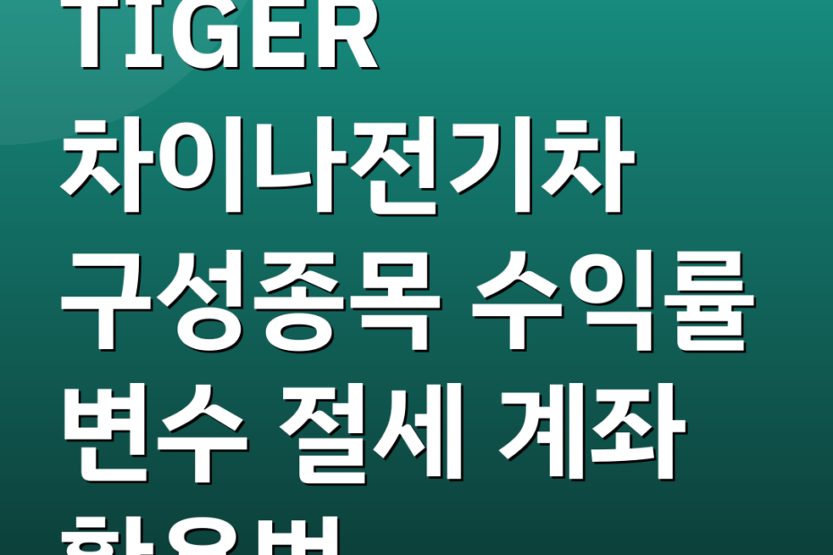 TIGER 차이나전기차 구성종목 수익률 변수 절세 계좌 활용법