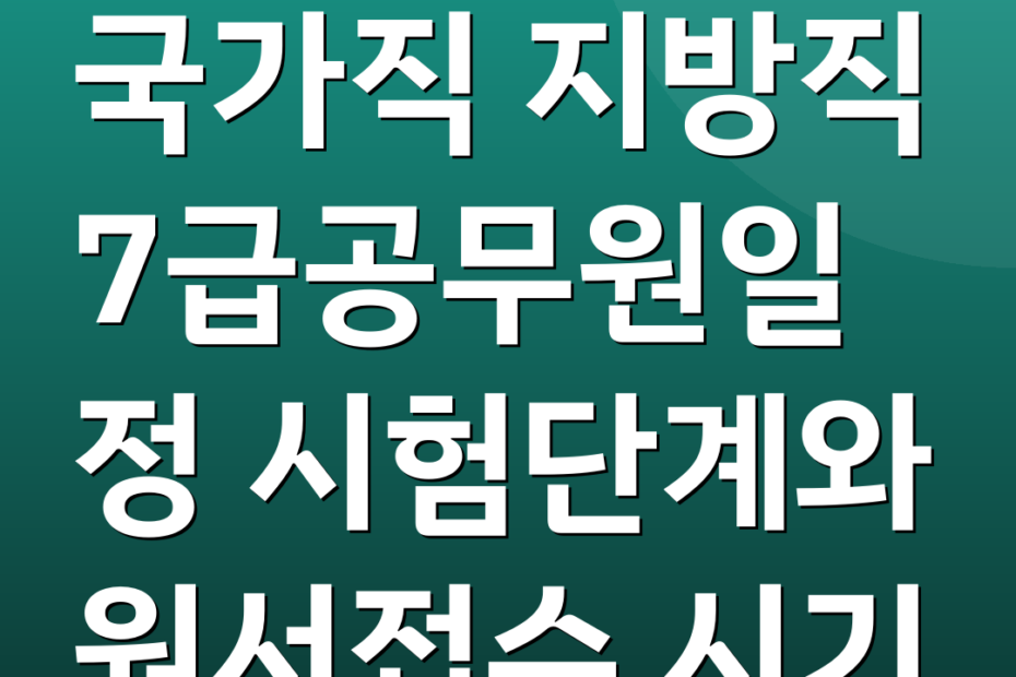 국가직 지방직 7급공무원일정 시험단계와 원서접수 시기