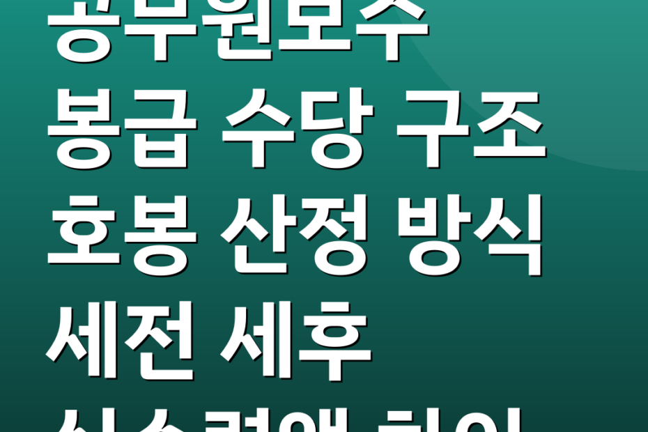공무원보수 봉급 수당 구조 호봉 산정 방식 세전 세후 실수령액 차이