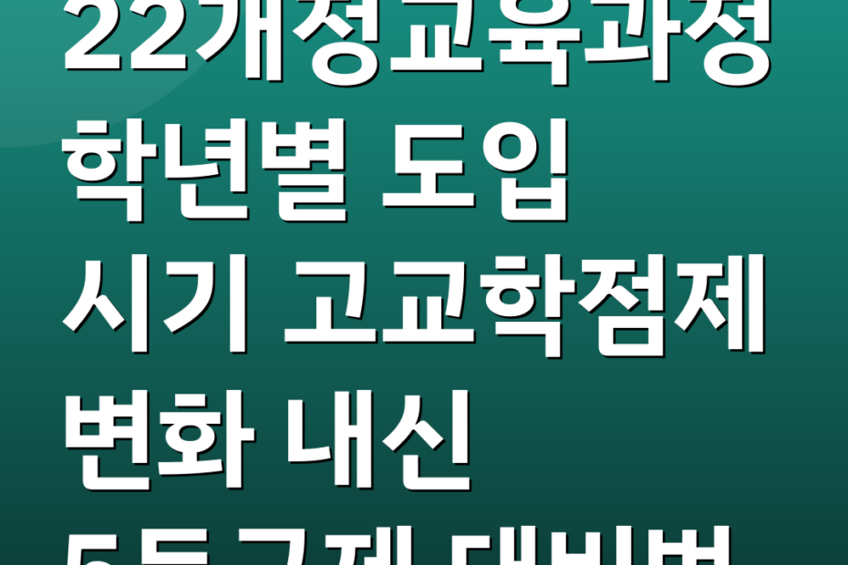 22개정교육과정 학년별 도입 시기 고교학점제 변화 내신 5등급제 대비법