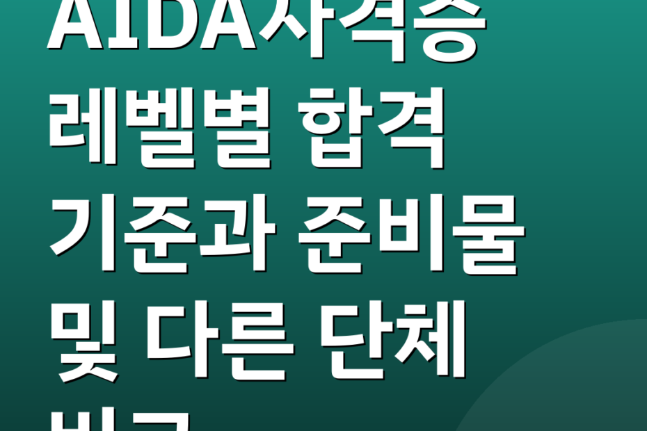 AIDA자격증 레벨별 합격 기준과 준비물 및 다른 단체 비교