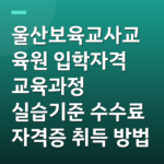 울산보육교사교육원 입학자격 교육과정 실습기준 수수료 자격증 취득 방법